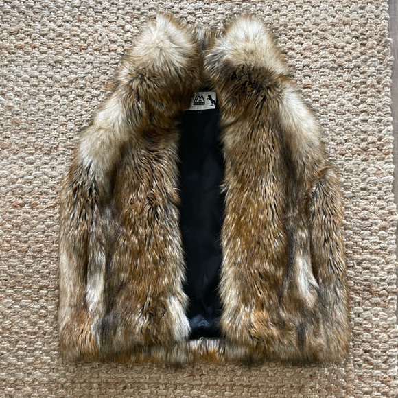 Safari by Imposters Brown Faux Fur Leopard Print Oversized Vest sz Small - Picture 5 of 10